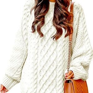 Oversized Chunky Cable Knit Sweater Dress